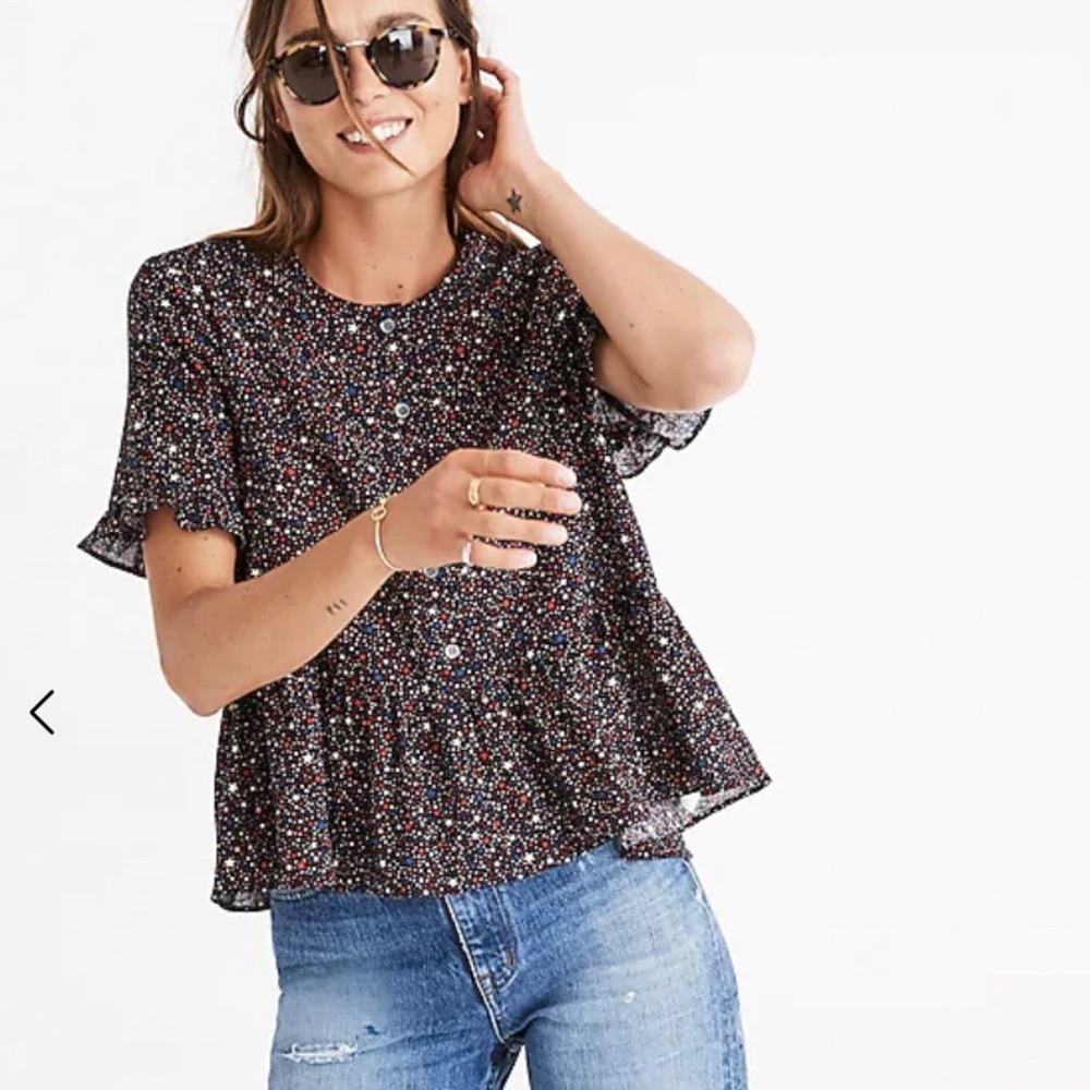 Black Blouse with Little Stars